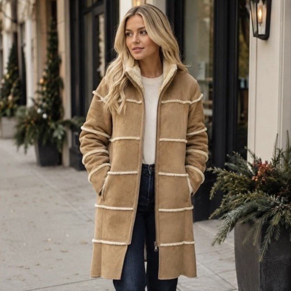VTG Dennis Basso Studio Long Luxury Faux Fur Sherling Coat Women’s Sz XS Y2K